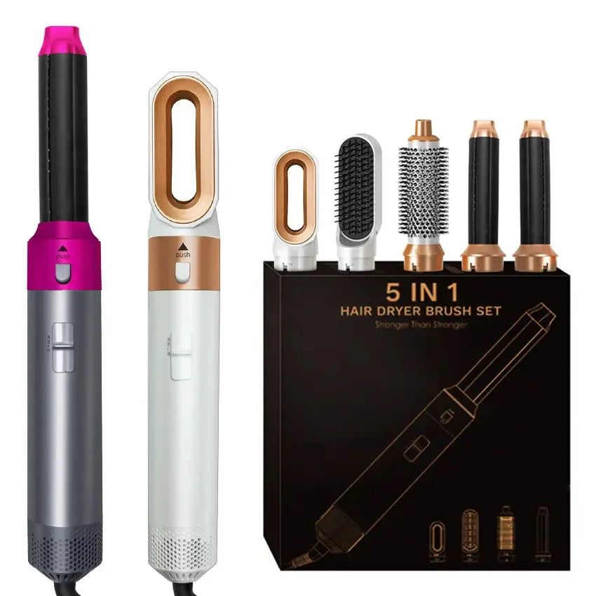 All in 1 Hair Styling Set – Hair Dryer, Straightener, Curling Iron & Hot Air Brush Combo