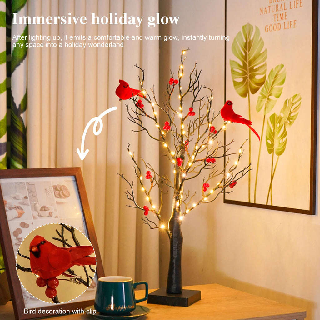 Vintage Glowing Tree with Cardinals