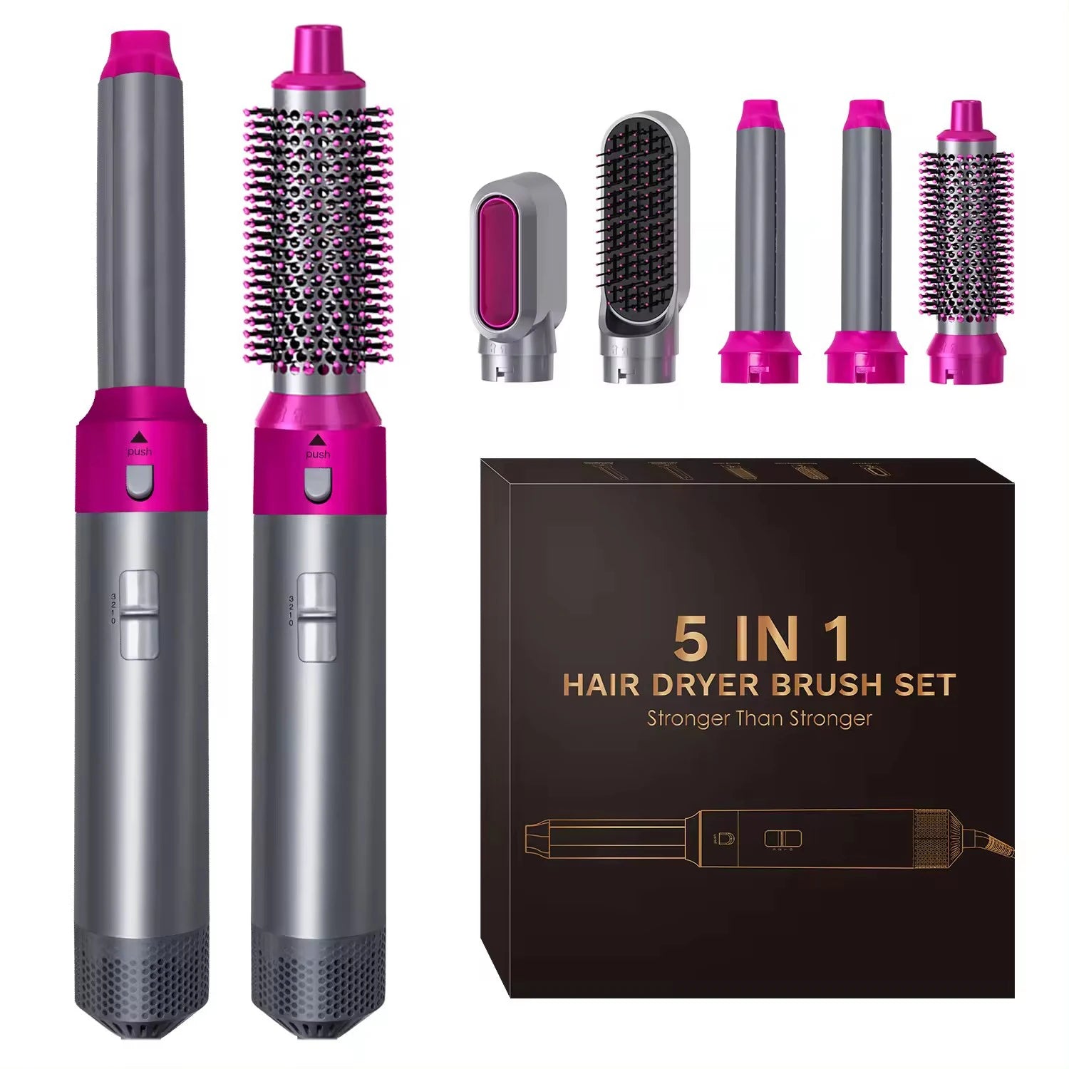 All in 1 Hair Styling Set – Hair Dryer, Straightener, Curling Iron & Hot Air Brush Combo