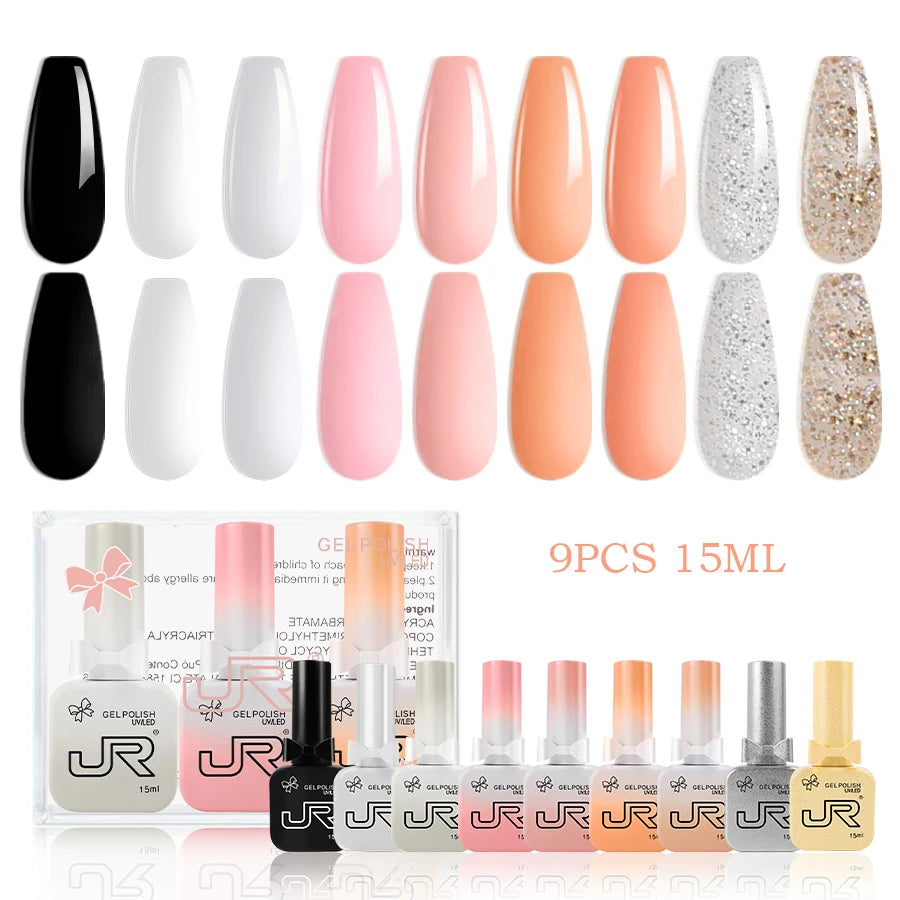 JR 9PCS Gel Nail Polish Set